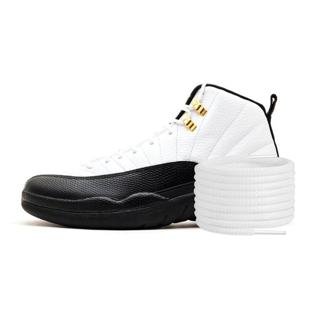 Jordan 12 laces white taxi
