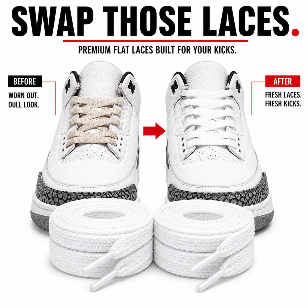 👟 Flat Laces for Jordan 1–8, Air Force 1 & Converse