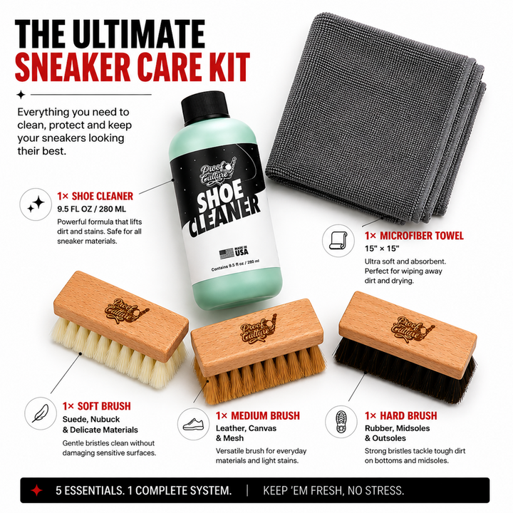 🧼 Ultimate Sneaker Care Kit – All-Material Shoe Cleaner, 3-Brush Set &amp;amp; Ultra-Soft Towel
