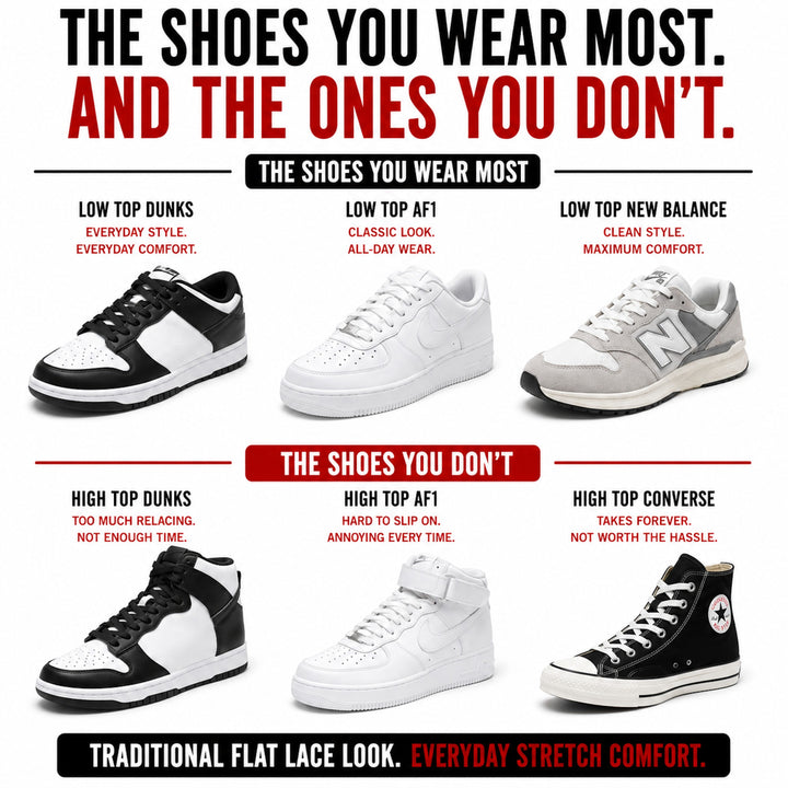 Elastic No-Tie Shoelaces — Stretch Flat Laces
