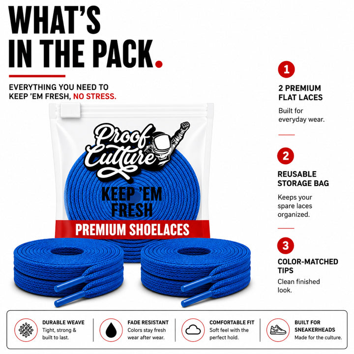 Blue Flat Shoelaces