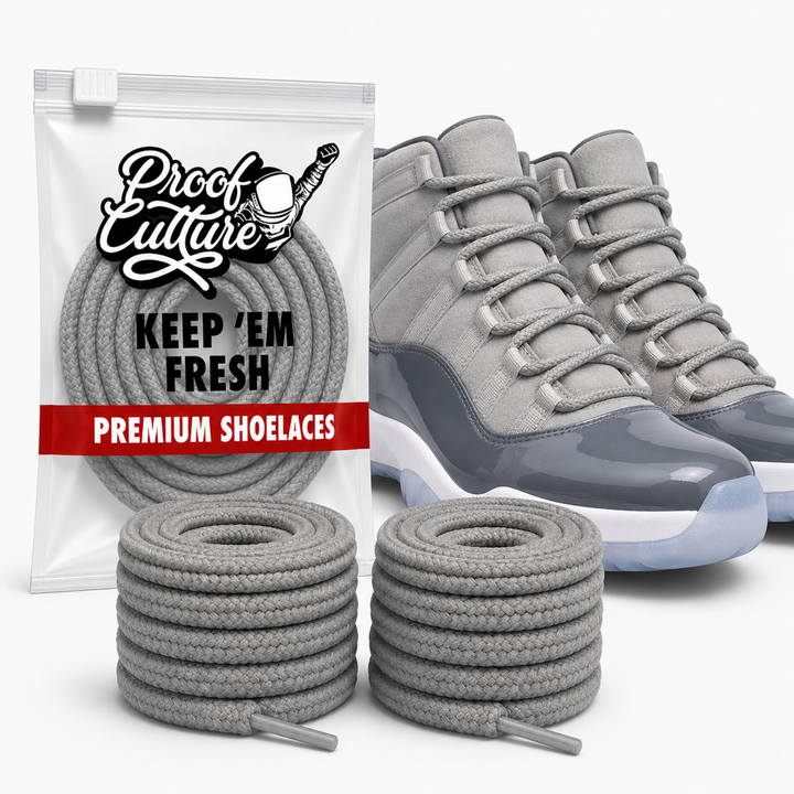 Cool Grey jordan 11 shoelaces