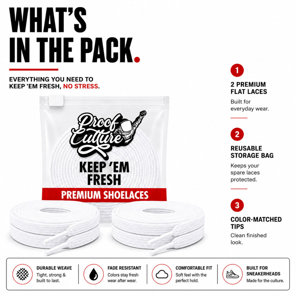White Flat Shoelaces