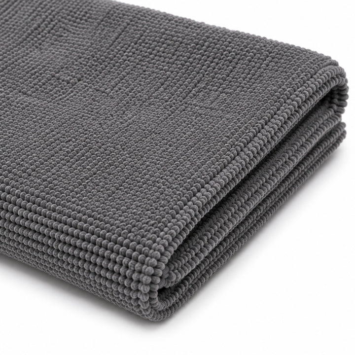 Macro close-up of the grey microfiber towel&